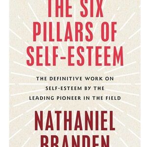 The Six Pillars of Self-Esteem by Nathaniel Branden - Red & Cream Book Cover